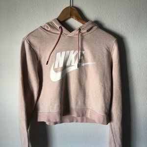 Nike Rally Crop Hoodie Sweatshirt - Heathered pink